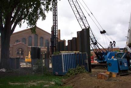 Sheet piling job at the University of Michigan, Ann Arbor, MI